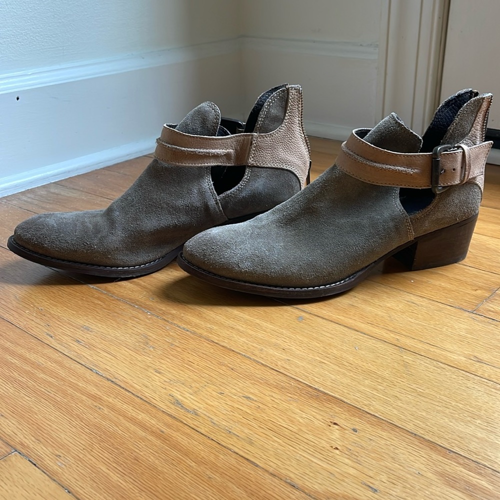 Rebels Grey Booties With Brown Strap - image 1